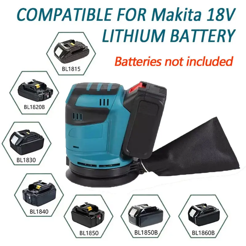 Cordless Random Orbital Sander 18V Li-ion 5" Dust Bag Discs Machine For Makita 2