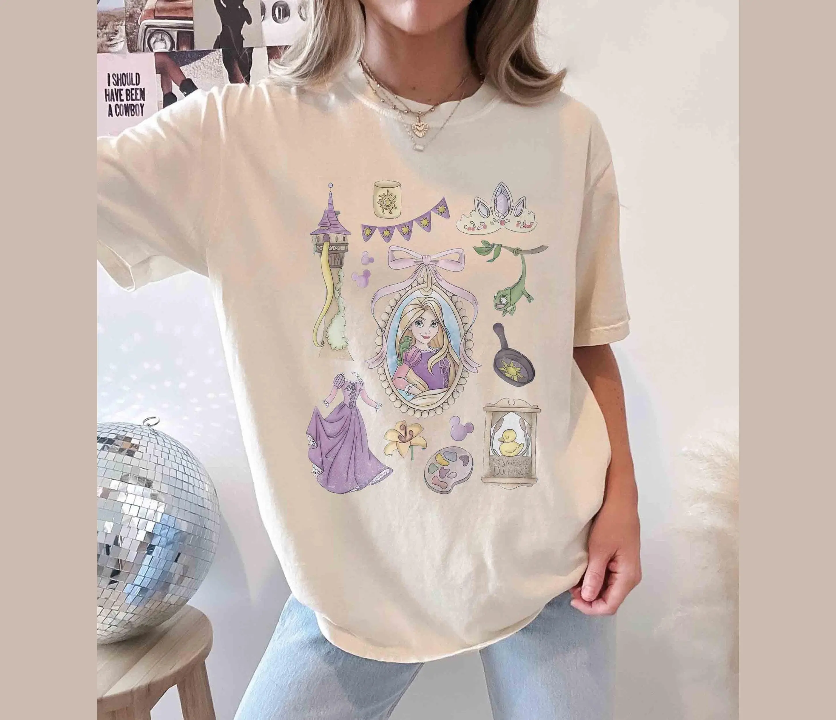Vintage Tangled Rapunzel T-Shirt Princess Rapunzel Hoodie Family Trip Sweatshirt Coquette Shirt GQ15035008