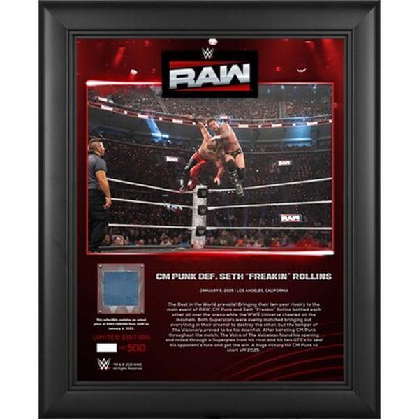 CM Punk WWE Fanatics Authentic  RAW January 6, 2025 Collage with a Piece of Match-Used  - Limited Edition of 500 0