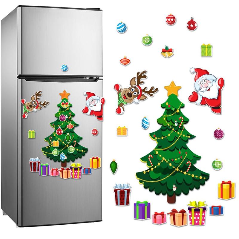 Christmas Themed Magnetic Sticker Set with Santa Claus Reindeer & Tree ...