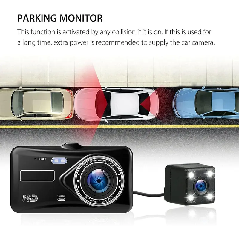 [Driving Recorder] Dash Cam Front and Rear, 1080P Full HD Dual Dashcam In Car Dual Dashboard Camera 170°Wide Angle HDR with 4.0" Touch LCD Display Night Vision, Motion Detection, Parking Monitor, G-sensor 4