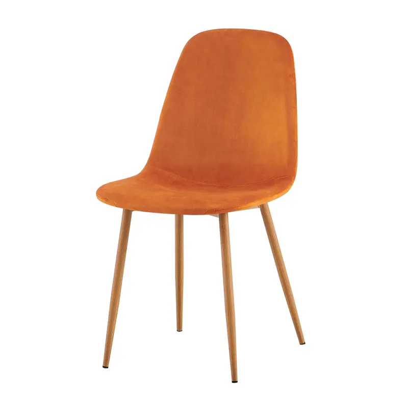 Luxe Dining Chair 2pc Apricot Orange Wood Printed Coating 0