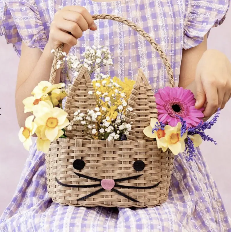 Recycled Bunny Shaped Basket – Perfect for Easter & Parties - Playful Bunny Basket – Recycled Paper Egg Hunt Basket 0