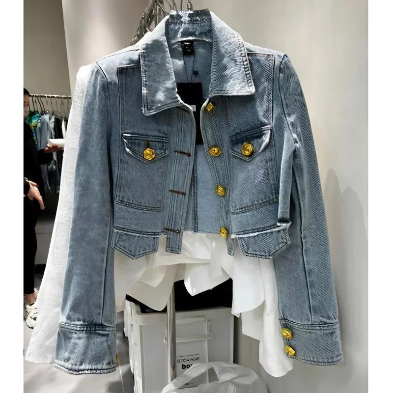 Product Introduction of 2025 New Fashion Spring Women's Denim Jacket Slim Fit Single Breasted Long Sleeve Short Coat Denim Jacket Women's Coat Outerwear  Tops Comfort Fitted 3