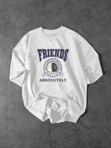 Men's Letter Print Round Neck Tee, Loose Casual Short Sleeve Crew Neck T-Shirt for Summer, Fashion Men's Top for Daily Wear