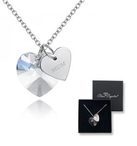 Large Heart Crystal Necklace with MUM Charm and gift box