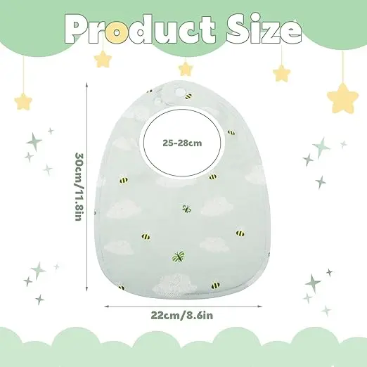 8 Packs Bandana Dribble Bibs, Soft Cotton Baby Teething Bibs Waterproof Drool Bibs 4