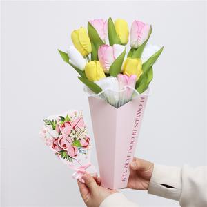Real Touch Artificial Tulip Bouquet in Box for Wedding Home Decor