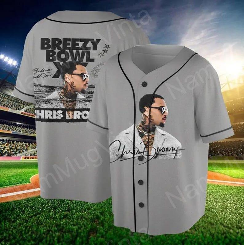 Vintage Chris Brown Tour 2025 Baseball Jersey, Breezy Bowl XX Fan Shirt, Concert Tee for Music Lovers 1