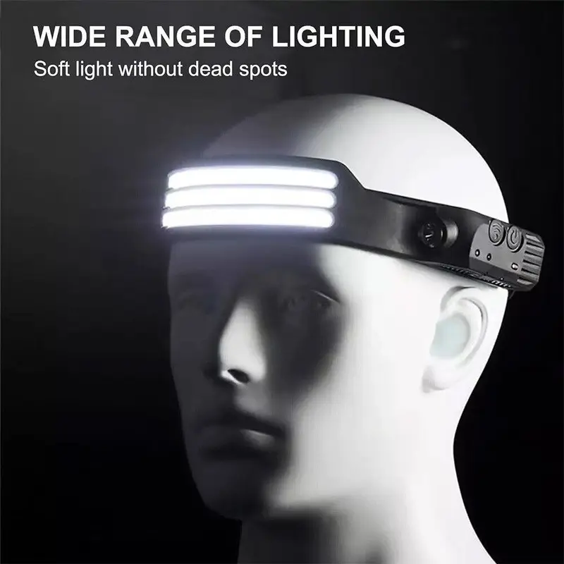 LED  Head Torch Rechargeable Waterproof Headlamp Motion Sensor COB Headlight Ourdoor 7