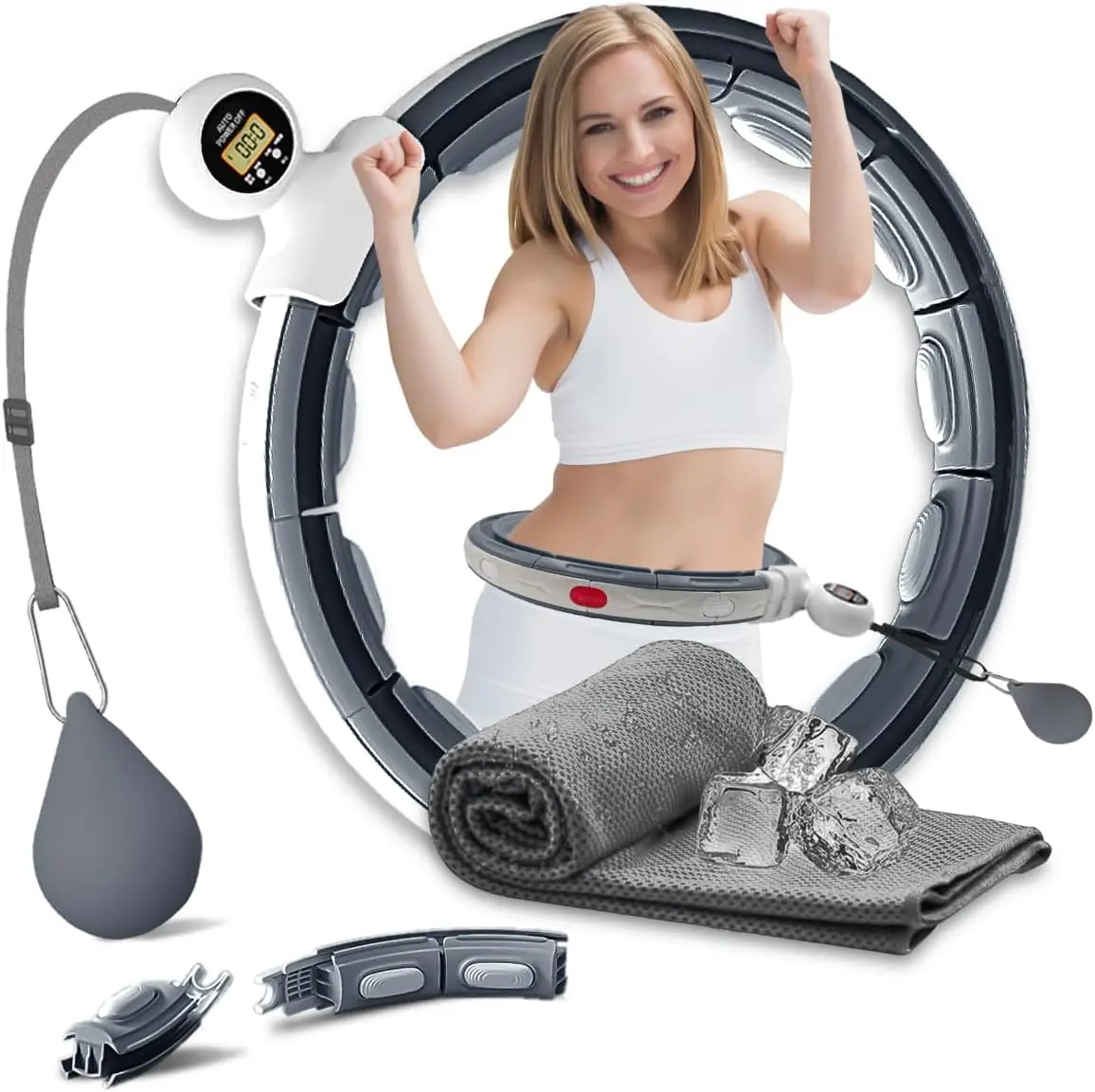 Weighted Hula Hoop, Infinity Smart Hula Hoops with 16 Knots, 360 Degree Auto-Spinning Ball Massage, Infinity Hoop For Adults, Fitness Equipment For Weight Loss