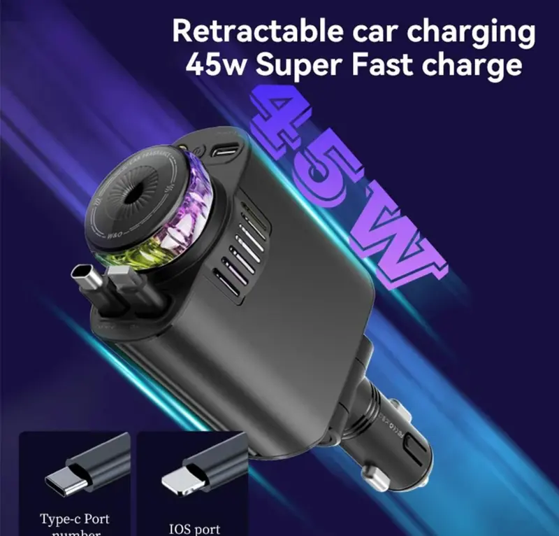 5-In-1 Smart Devices Charging Cable,Aromatic Smoke Air Freshener Metre Long With 240V Of Fast Charging Made For Durability And Functionality Wireless Electronic Cellphone 5