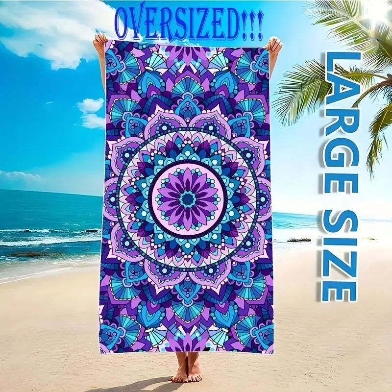 1pc Soft Microfiber Sandproof Beach Towel With Mandala Pattern - Absorbent, Quick-Drying, Perfect For Swimming, Camping, And Bathing 2