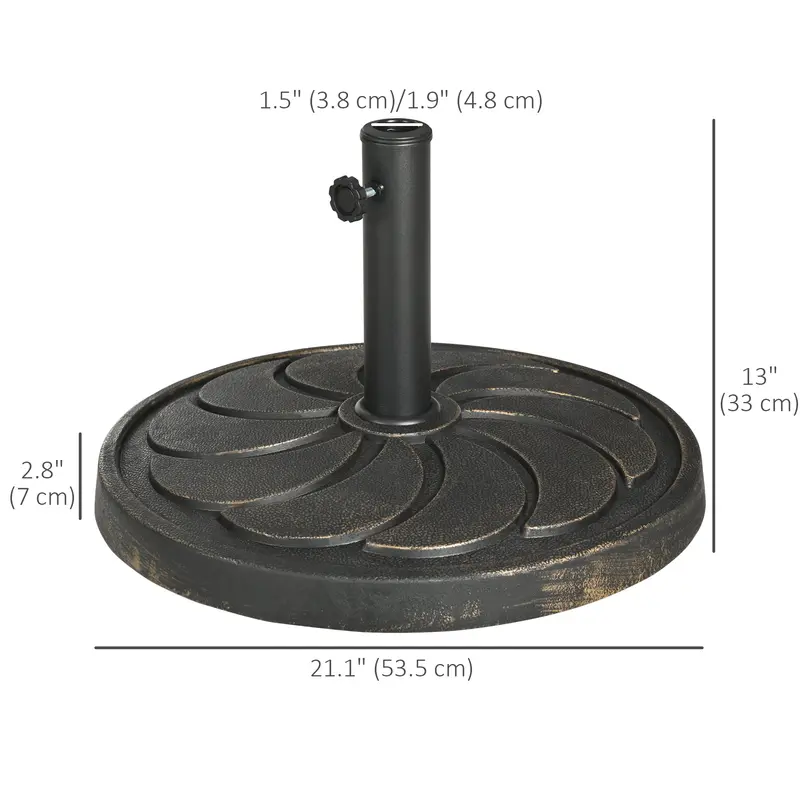 Outsunny 18kg Resin Garden Parasol Base, Round Outdoor Market Umbrella Stand Weight for Poles of 38mm to 48mm, Bronze 2
