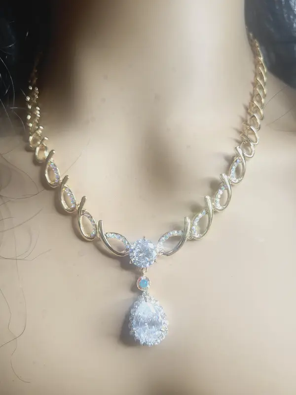 high polished stainless steel zircon water drop crystal 3