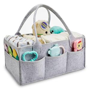 Cute     Felt Storage Basket, Multi-purpose Diaper Caddy, Portable Nursery Storage Basket, Simple Durable Storage Basket for Home Outdoor, Travel Diaper Tote