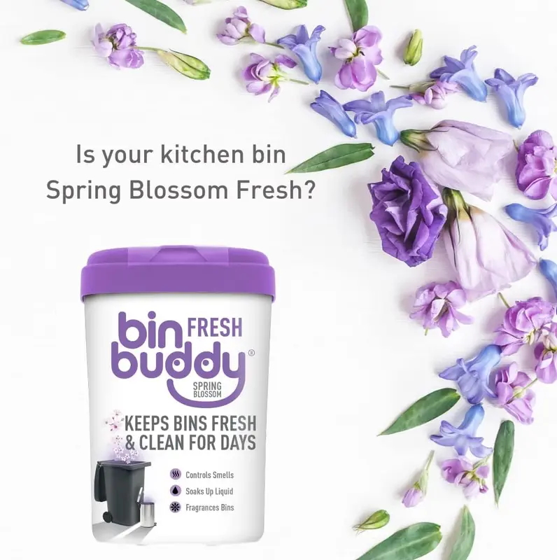 Bin Buddy Fresh Spring Blossom 450g - Household Bin Freshener Deodoriser Powder for Indoor and Outdoor Bins Pack Scent Scented Perfume Aroma Fragrance 1