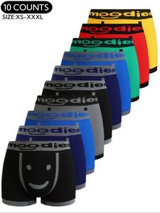 Men's Cartoon Expression Pattern Letter Tape Stretchy Boxer Briefs, Comfortable Breathable Seamless Underwear for Daily Wear, Men's Underwear for All Seasons