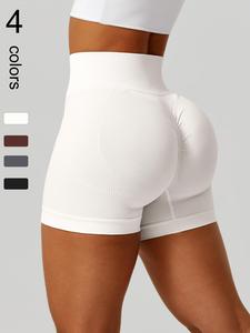 Women's Solid High Waist Gym Shorts, Breathable Comfortable Skinny Shorts, High Stretch Yoga Shorts, Ladies Sportswear for Indoor Outdoor Wear