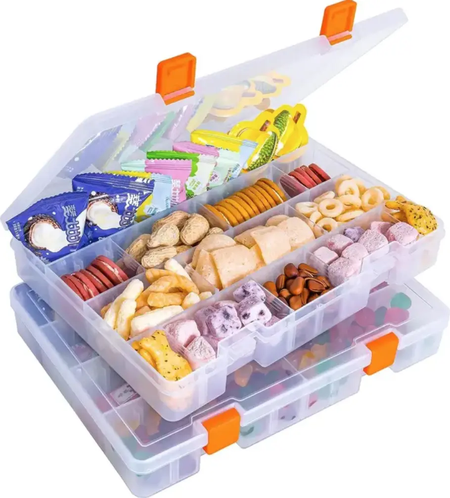Snack Box with Compartments, 36 Grids Plastic Stackable Organizer
