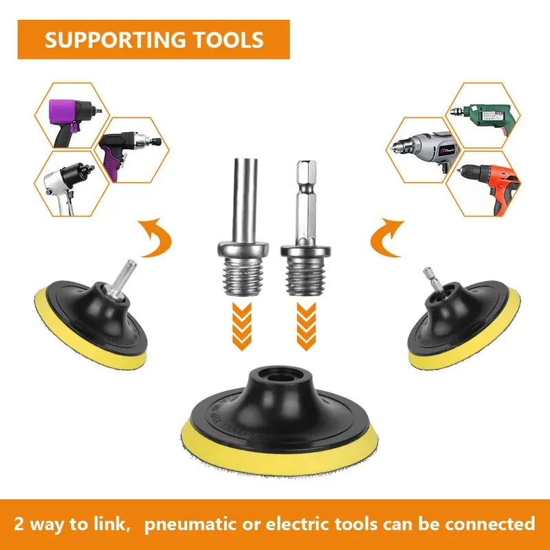 Car Polishing Pads for Drill, 8 Pack Professional Wool Polishing Pads, Car Buffer Polisher Kit with M10 Drill Adapter and Hex Shank Bit Adapter, for Car Furniture Polishing Waxing (100mm) 5