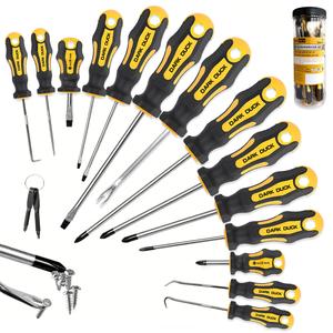 Magnetic Screwdriver Set, Chrome Vanadium Steel Screwdriver Set, Flat & Phillips Heads & Pick & Hook Tools for Mechanics, Construction, Carpentry, Hardware, Heavy Duty, Industrial, Screwdriver Bits