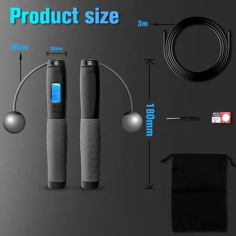 Uten Ropeless Skipping Rope with Counter(3m), Adjustable Digital Jump Rope with Calorie Counter, Non-Slip Handles, Weighted Handles Speed Rope for Adults/ Kids, Exercise Equipment for Fitness, Crossfit, Exercise, Boxing, MMA, Gym 1