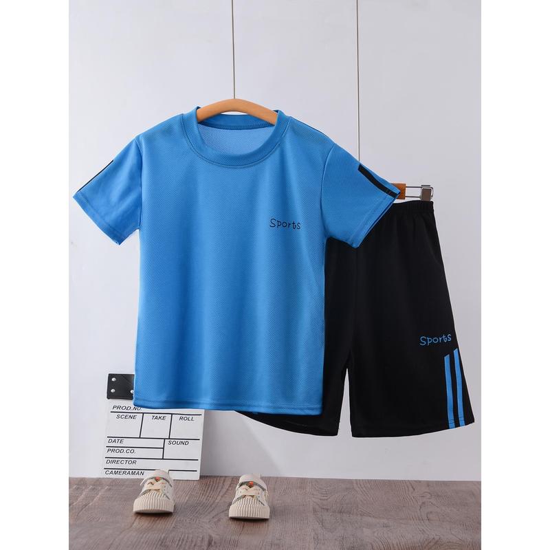 Children's short-sleeved suit, new summer Men's T-shirt sports suit, quick-drying clothes, shorts, medium and large children's ball suit, children's clothing 5