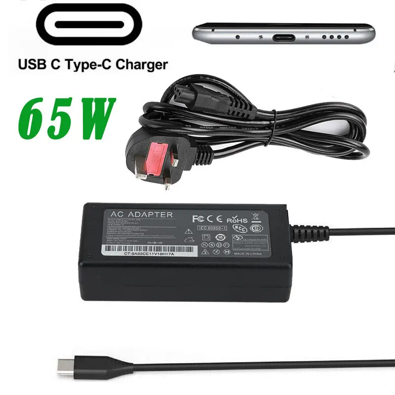 For Lenovo Acer HP Apple Sony ASUS 65W TYPE-C USB-C Laptop Power Adapter Charger 2