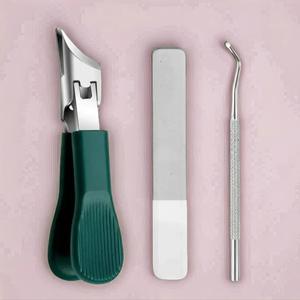 Stainless Steel Nail Clipper Set, 3 Counts/set Multifunctional Large Opening Anti-splash Nail Clipper with File, Professional Manicure & Pedicure Tool, Nail Nippers, Nail Care Tool, Foot File Tool