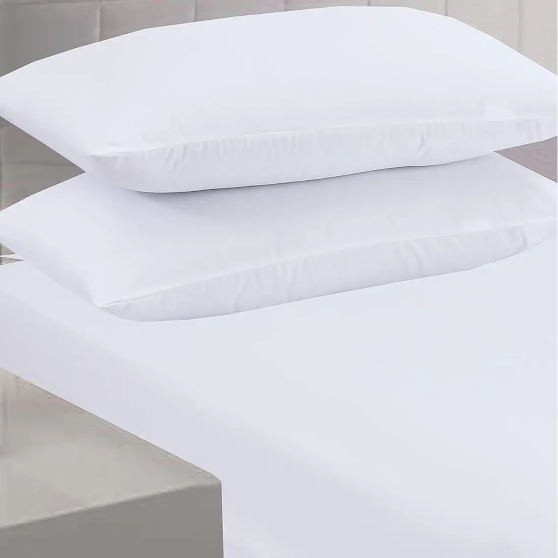 Pillowcases 2 Pack, Easy Care Soft Brushed Microfibre Standard Pillow cases 50x75 cm, Wrinkle and Fade Resistance Included – Colour Navy, White, Bottle Green & Gray