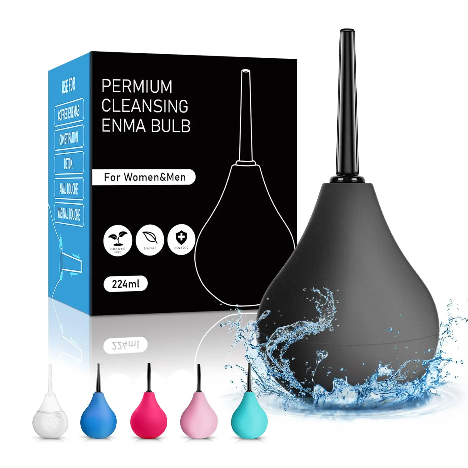 Enema Anal Douche - Douches for Men & Women, Enemas at Home Kit, 224ML Douche Enema kit Silicone, Enemas at Home for Constipation
