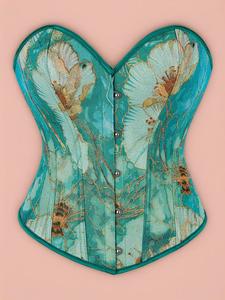 Women's All Over Print Bustier, Fashionable Floral Jacquard Fabric Corset with Bone, Tummy Control Shapewear for Daily Wear, Waist Trainer Corset,  Womenswear, Corset Style Bustier Shapewear Top, Corset Waist Shaper, Body Shaping Underwear