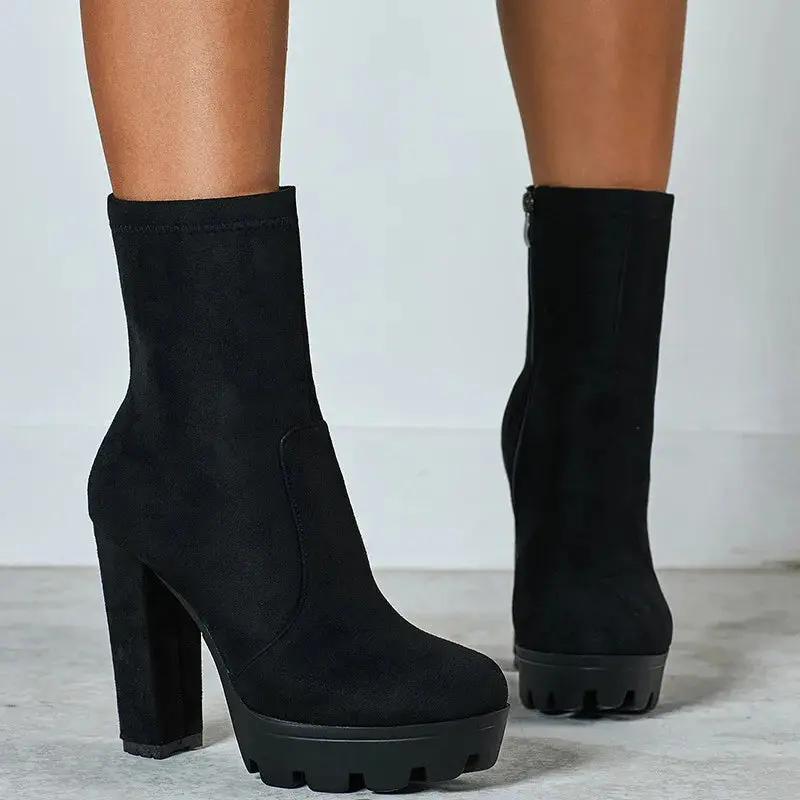 Suede Platform Ankle Boots