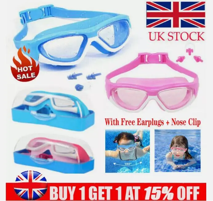 Kids Anti-Fog Swimming Goggles Pool Swim Adjustable Glasses Children Boys Girls