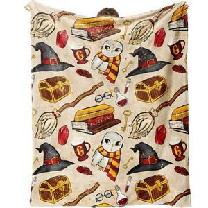 Cartoon Pattern Flannel Throw Blanket, Soft Cozy Throw Travel Blanket with Storage Bag, Soft Comfy Blanket, Multifunctional Blanket for Bed, Napping Blanket for Home & Office, Fall Decor, Home Decor, Lightweight Flannel Blanket, Flannel Fleece Blanket