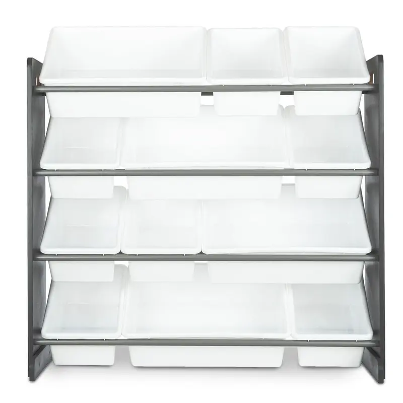 Wooden Children's Bookshelf Toy Box 12 Cube 4 Tier Storage Unit - UK 5