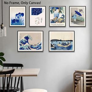 Japanese Style Landscape Pattern Unframed Painting, 1 Count Modern Canvas Wall Art, Wall Decor for Home Living Room Bedroom Study Room