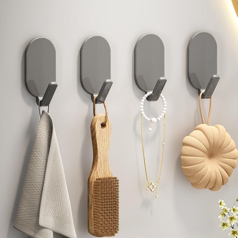 5pcs Heavy-Duty Adhesive Hooks, No Drilling Needed, Ideal For Bathroom And Toilet, Effortlessly Hang Towels On Walls Or Doors, Leaves No Traces Behind 1