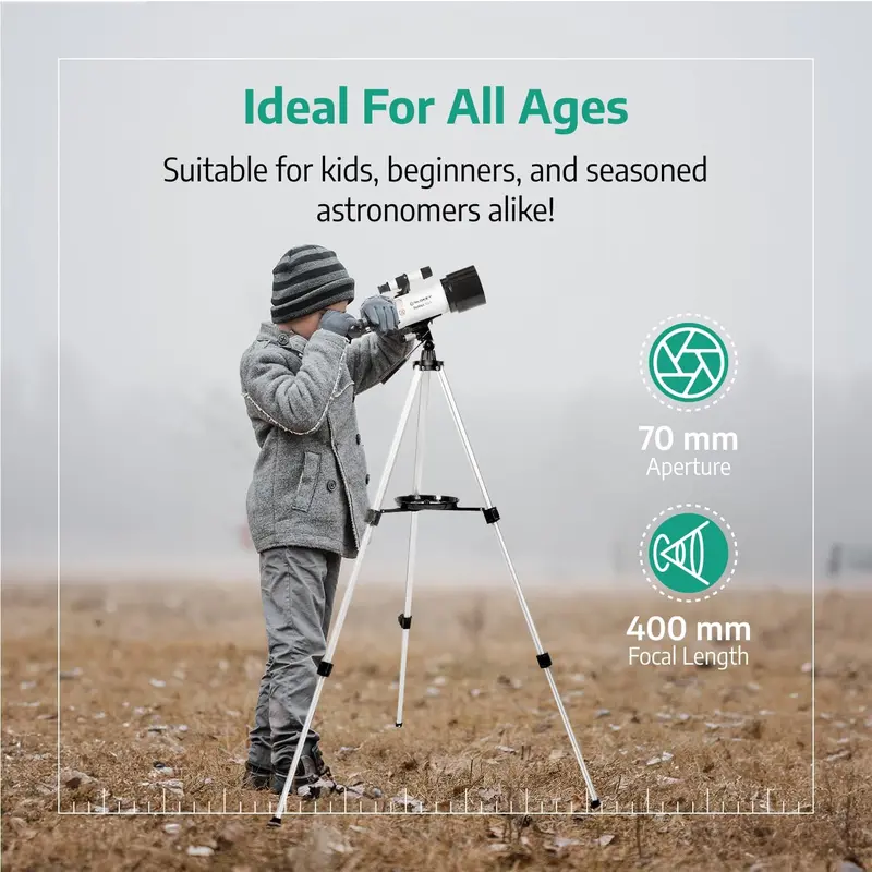 Slokey Telescope 40070 - Astronomy Scope with 16x-120x Magnification for Kids and Adults - Includes 2 Eyepieces, 3x Barlow Lens, Tripod, Phone Adapter - View the Moon, Planets, Stars - 21x13x49 cm inverter power  saver  device elko portable station 6