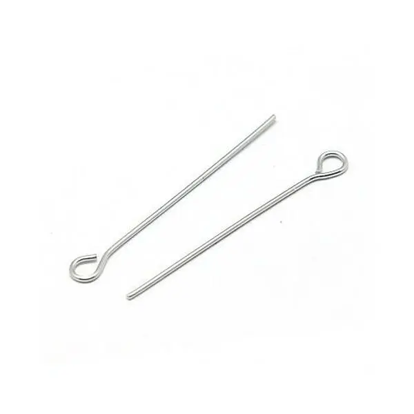 304 Stainless Steel Eye Pins Silver 0.6x50mm Pack Of 110+