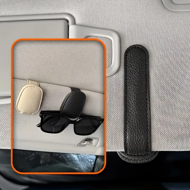 Sunglasses Holders for Car Visor,Car Magnetic Glasses Holder Leather Sunglasses Clip and Ticket Card Clip Suitable for Car Interior Visor and Different Size Eyeglasses, Auto Eyeglasses Holder, Vehicle Interior Accessories, Eyewear Storage Bracket. (Black) 4