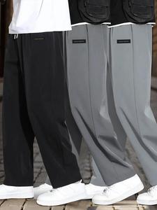 Men's Letter Tape Side Stripe Straight Leg Pants, Casual Comfy Breathable Quick Drying Pants for Summer, Fashion Men's Bottoms for Daily Wear