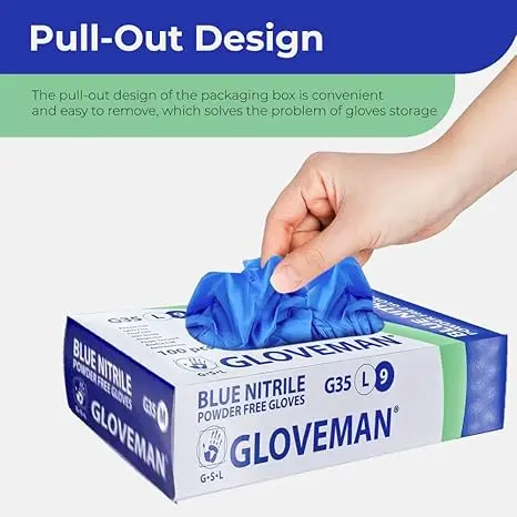 Pack of 100 Disposable Blue Nitrile Gloves Powder Free Latex Free for Salon Beauty Nail Tattoo Mechanics 2