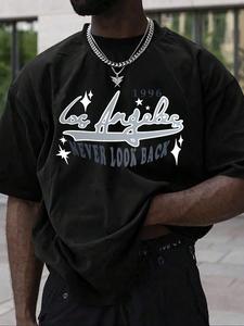 Men's Letter Print Short Sleeve Graphic Tee, Loose Casual Crew Neck T-shirt for Summer, Fashion Men's Top for Daily Wear