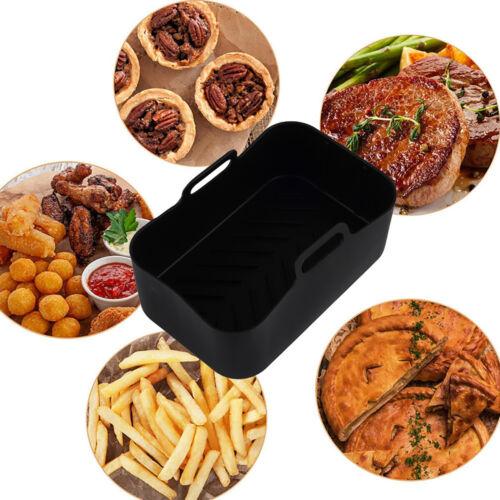 2PCS Square Silicone Pot For NINJA Air Fryer Kitchen BBQ Plate Heating Baking UK 6