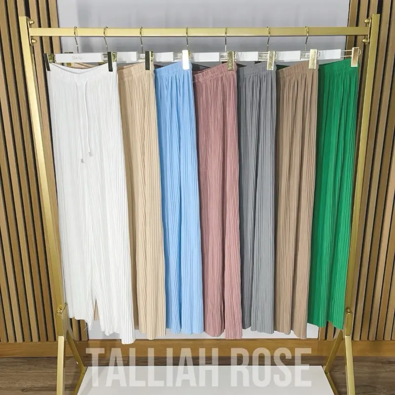 DAISY High Waisted Plisse Wide Leg Trousers