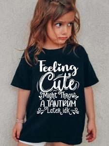 Toddler Girl's Slogan Graphic Round Neck Tee, Cute Casual Short Sleeve T-shirt for Summer, Kids Clothes for Daily Wear, Graphic Tees, Casual Tee Tops