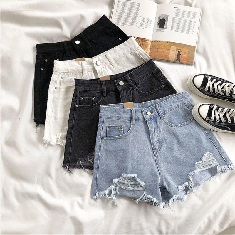 Product Introduction of Korean Denim Holes Shorts For Women  Fashion High WaistWide Leg Short Jeans Female Designer Casual Street Short 2024 New 21