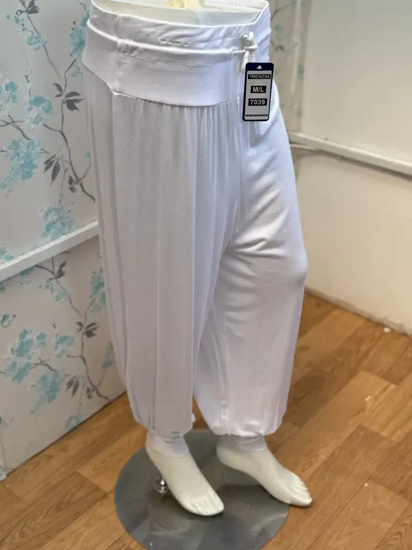 Turkish Latest Trending Cuff Cotton Harem Trouser - Soft, Modest, Lastic & Darwstring, Black/Khaki/Brown/Dusty Pink/White, S/M/L/XL - Fit, Pants 5